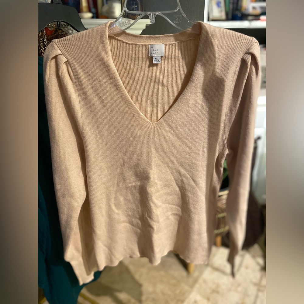 a new day — light pink sweater